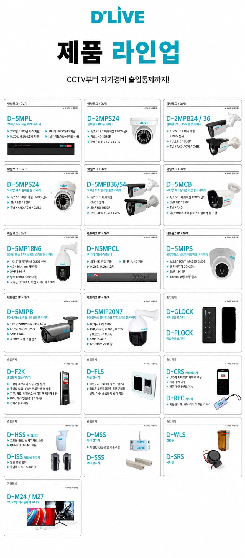 딜라이브 CCTV 전체 카메라 라인업